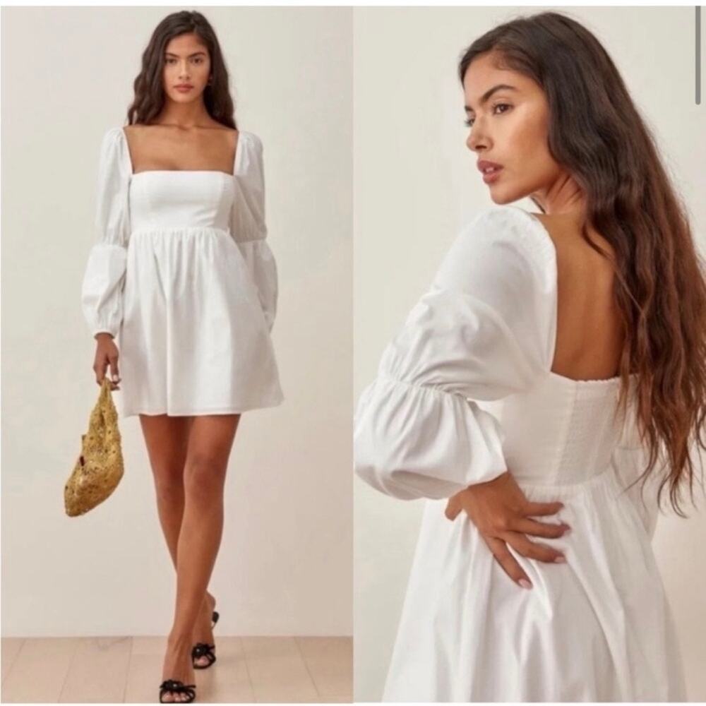 Reformation Michaela White Babydoll Mini Dress Size 2 / XS